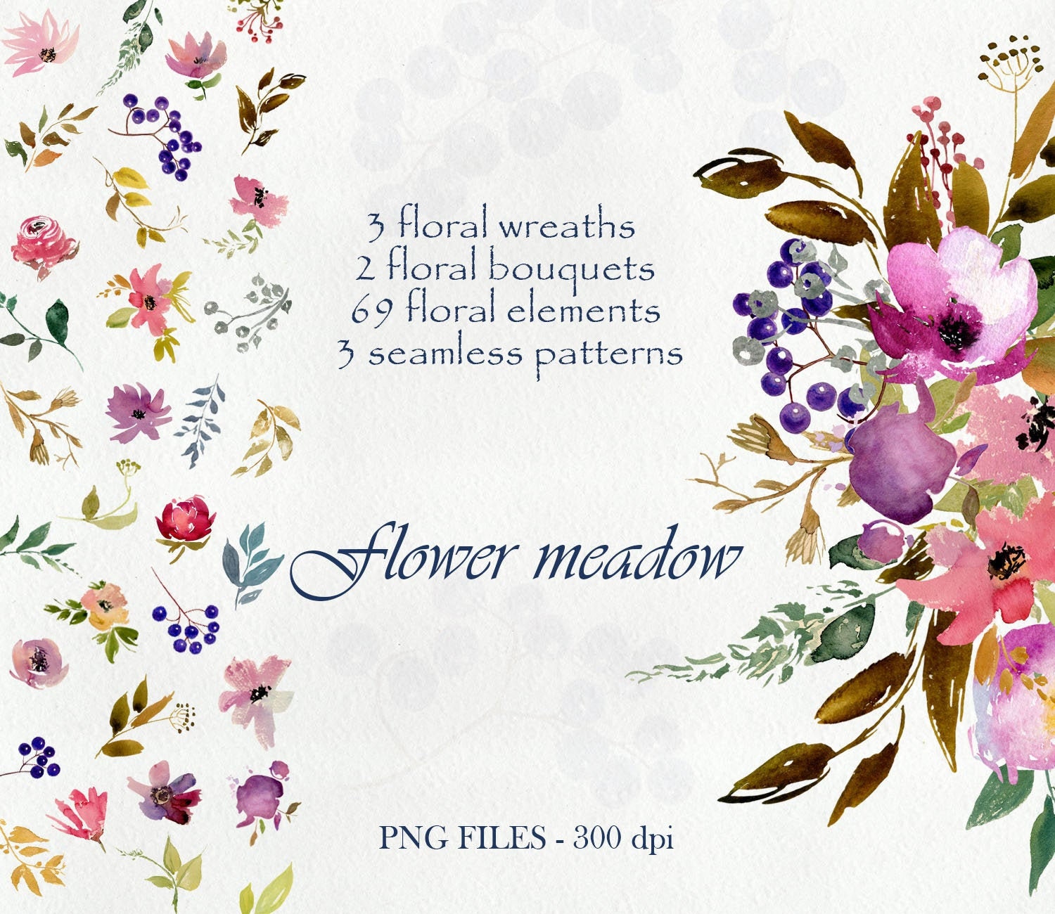 Download Botanical Clipart Floral Clipart Watercolor Floral Etsy
