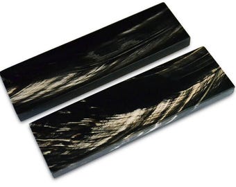 2 Buffalo Streaked Horn Knife Scales 6x1.75x.37 Knife Making Handles Grips Guitar Inlays