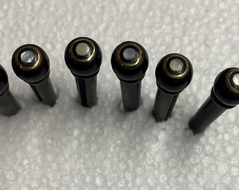 Black Horn Acoustic Guitar Bridge Pins with Abalone Inlay (Set of 6)
