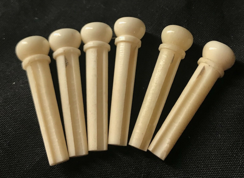 Acoustic Guitar 6 Genuine Bone Bridge Pins With Abalon Inlays Bridge