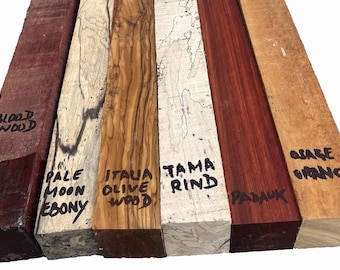 6 Pack Exotic Woods Blanks 2x2x12 Woodworking Craft Project Lumber Gift Idea