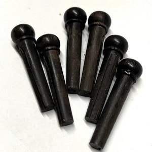 Ebony Acoustic Guitar Bridge Pins with Abalone Inlays (Set of 6)