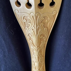 Indian Boxwood Upright Bass Carved Tailpiece: 4-String Double Bass Part