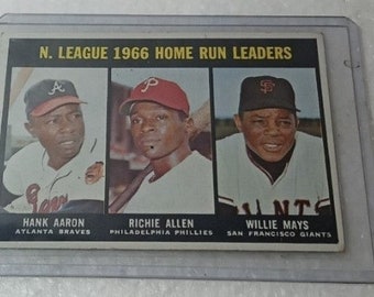1966 Topps Hank Aaron,Richie Allen,Willie Mays '66 Home Run Leaders A++ Gem