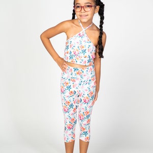 Llamaste High Rise Sustainable Junior's Yoga Leggings in Floral High Waist Children's and Teen Leggings image 1