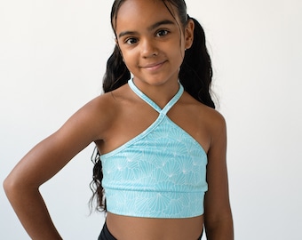 Llamaste Sustainable Junior's Halter Crop Top in Seashell | Yoga Fitness Workout Cropped Top