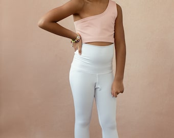 Llamaste Sustainable One Shoulder Yoga Crop Top | Longline Children's and Teen Cropped Top