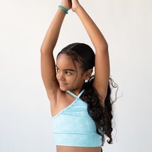 Llamaste Sustainable Junior's Halter Crop Top in Seashell Yoga Fitness Workout Cropped Top image 2