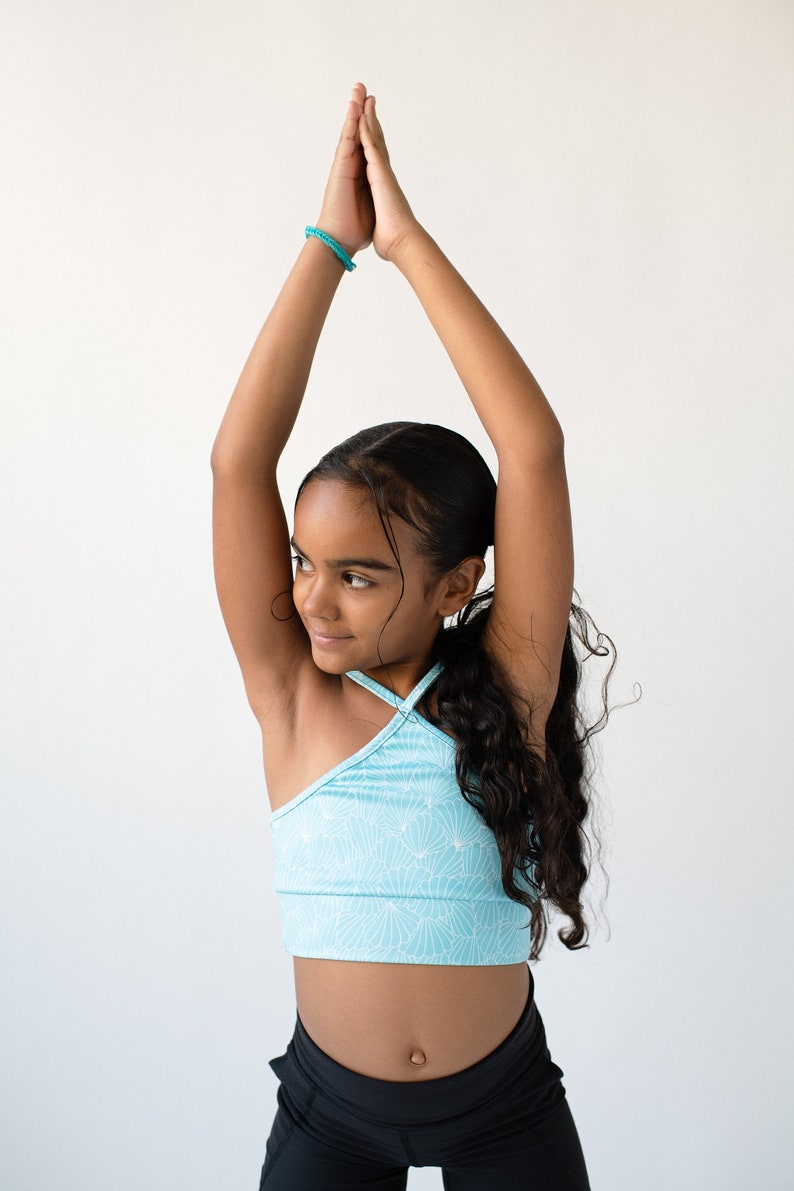Llamaste Sustainable Junior's Halter Crop Top in Seashell Yoga Fitness Workout Cropped Top image 2