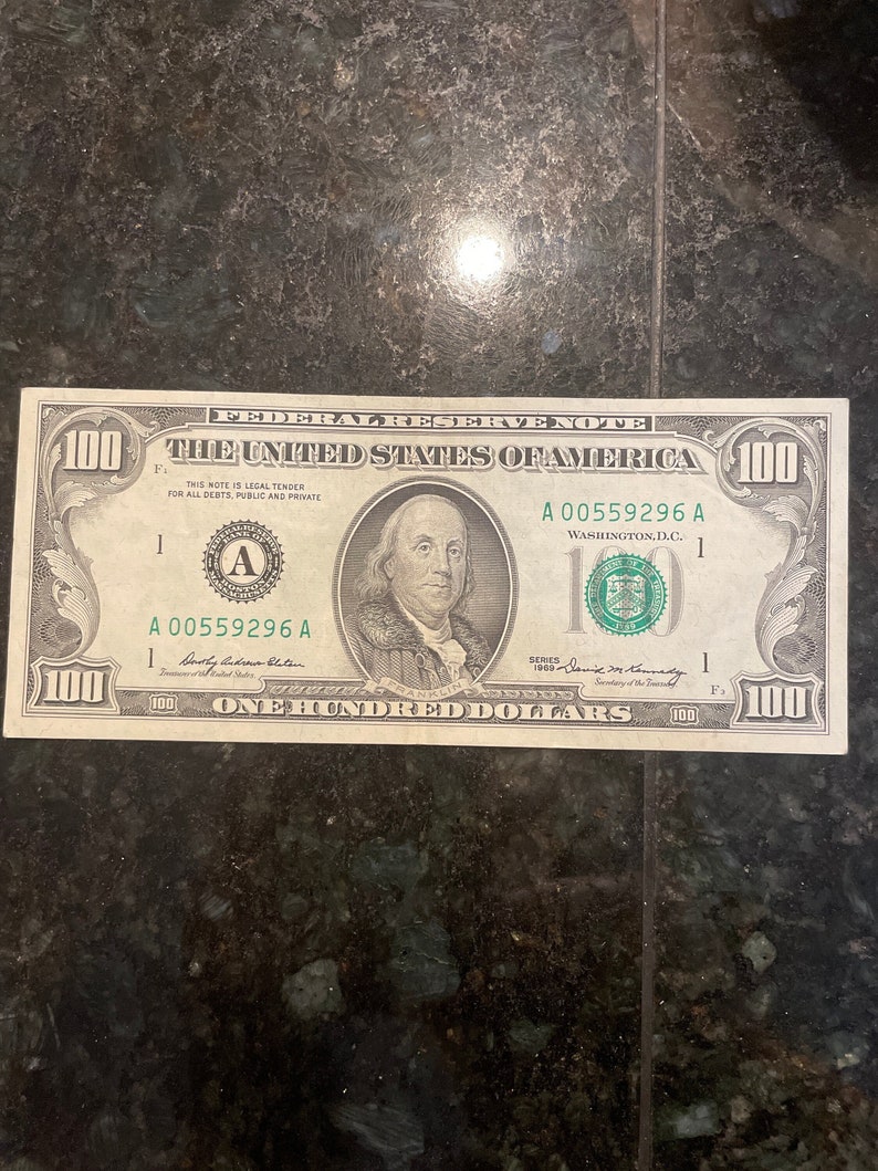 1969 Series 1 100 Dollar Bill - Etsy