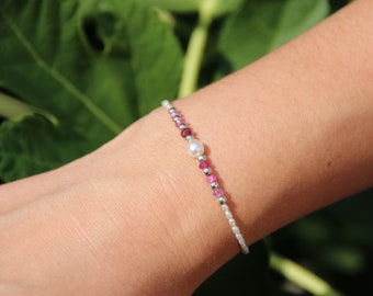 Pink Sapphire and Pearl Bracelet Natural Pink Sapphire Natural