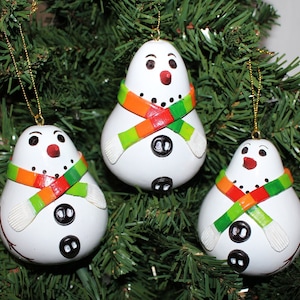 Peruvian Handcrafted Gourd Snowman Ornament Set of 3