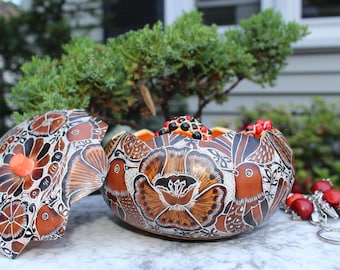 Caja de baratijas con diseño de calabaza peruana con temática primaveral, nueva (#1.2)