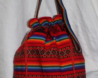 Peruvian Handmade Large Hobo Crossbody Drawstring Manta Bag New (#2.3)