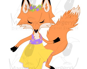 Cute Fox Clip Art, Fox Girl svg, Woodland Animals, Fox svg SVG PNG EPS jpeg