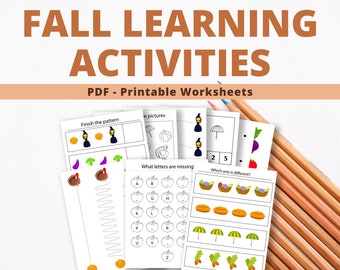 Fall Learning Printable Activities | Homeschool | PDF - Printable Workbook (Pre-K and Kindergarten)