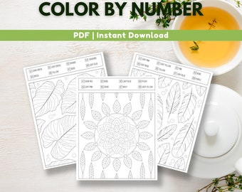 Adult Color By Number Printable | PDF - Printable Coloring Pages | Instant Download