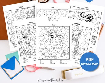 Kids Color By Number Printable | PDF - Printable Coloring Pages | Instant Download