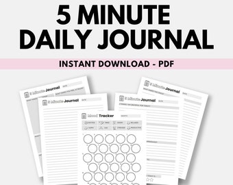 5 Minute Daily Journaling Printable Pages | Instant Download - PDF