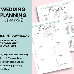 Lista de verificación para la planificación de la boda / Lista de verificación para la boda en formato PDF imprimible / Cronograma de la boda imprimible / Carpeta de la boda / Descarga instantánea - PDF