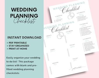 Wedding Planning Checklist | Wedding Checklist PDF Printable | Printable Wedding Timeline | Wedding Binder | Instant Download - PDF