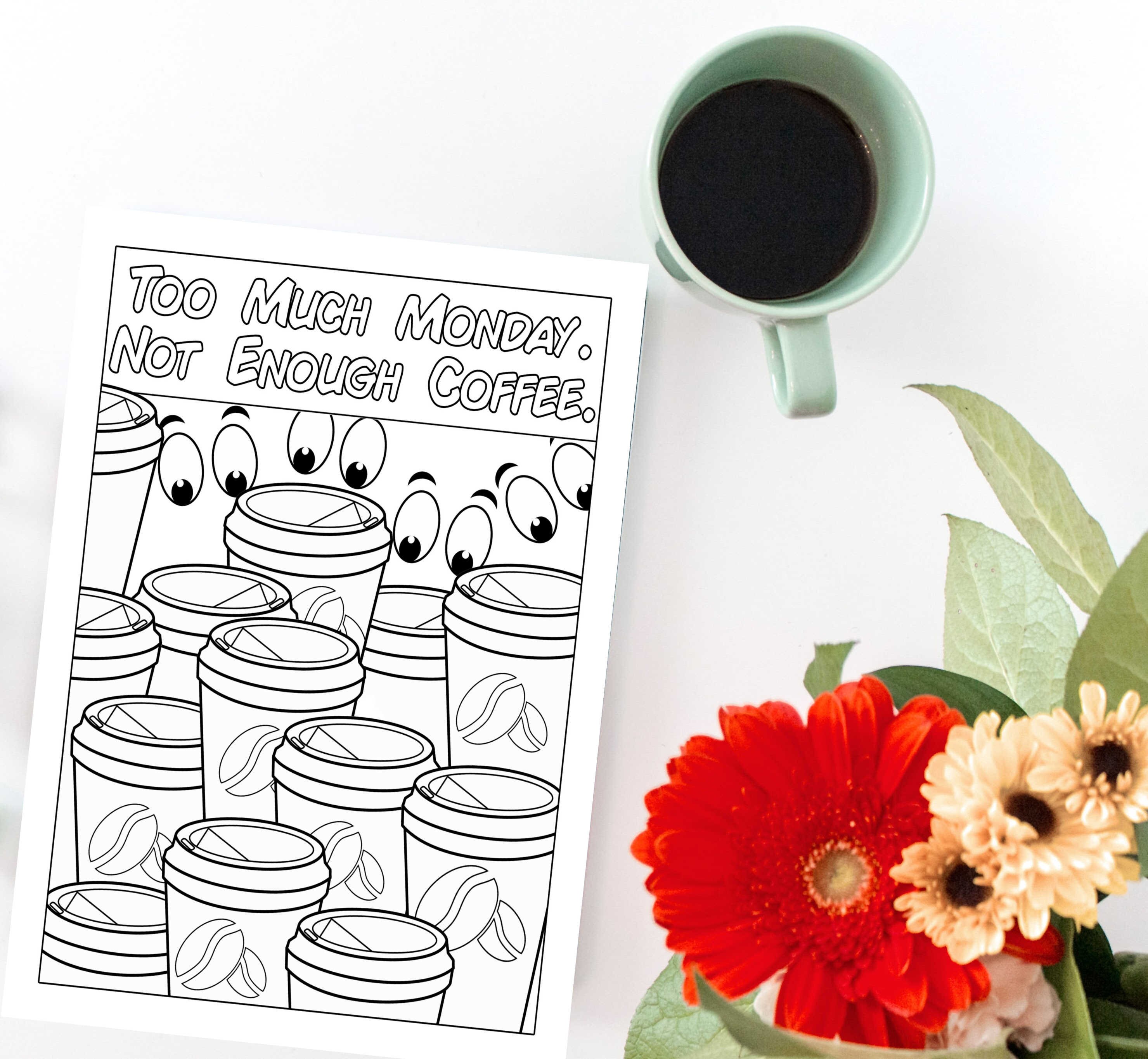 Coffee Coloring Pages Instant Download PDF Printable | Etsy