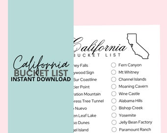 California Bucket List Coloring Printable | California Coloring PDF - Instant Download