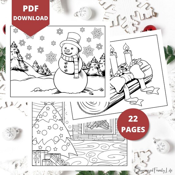 Download Winter And Christmas Coloring Pages Instant Download Pdf Etsy