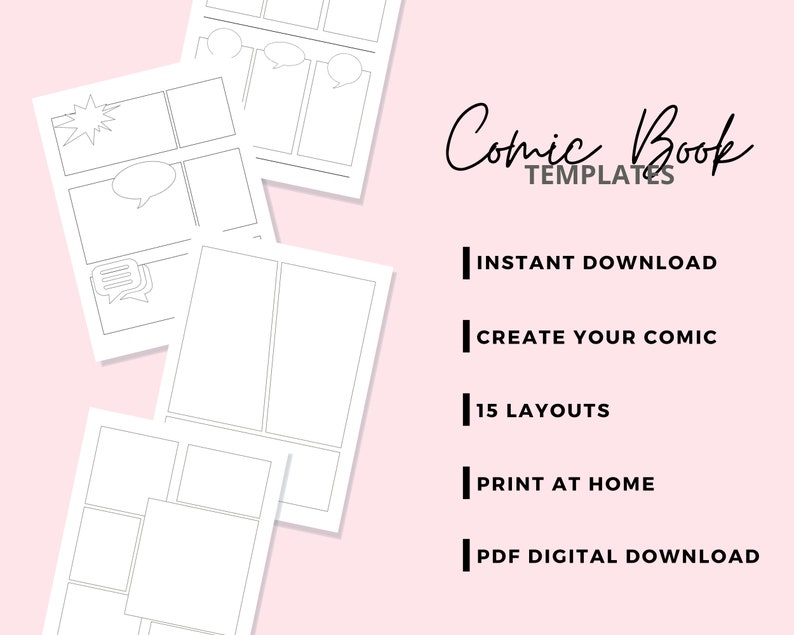 Comic Book Printable Templates Create Your Own Comic Instant Download PDF image 2