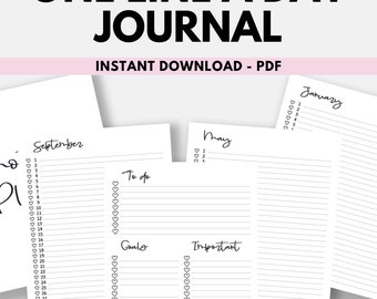 One Line a Day Monthly Printable Planner | Simple Daily Diary Instant Download - PDF