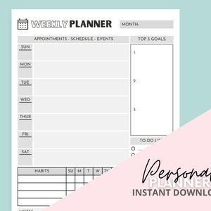 Personal Planner Pages Printable Daily, Weekly, Monthly, and Yearly Planner Pages Simple Personal Printable Instant Download PDF zdjęcie 2