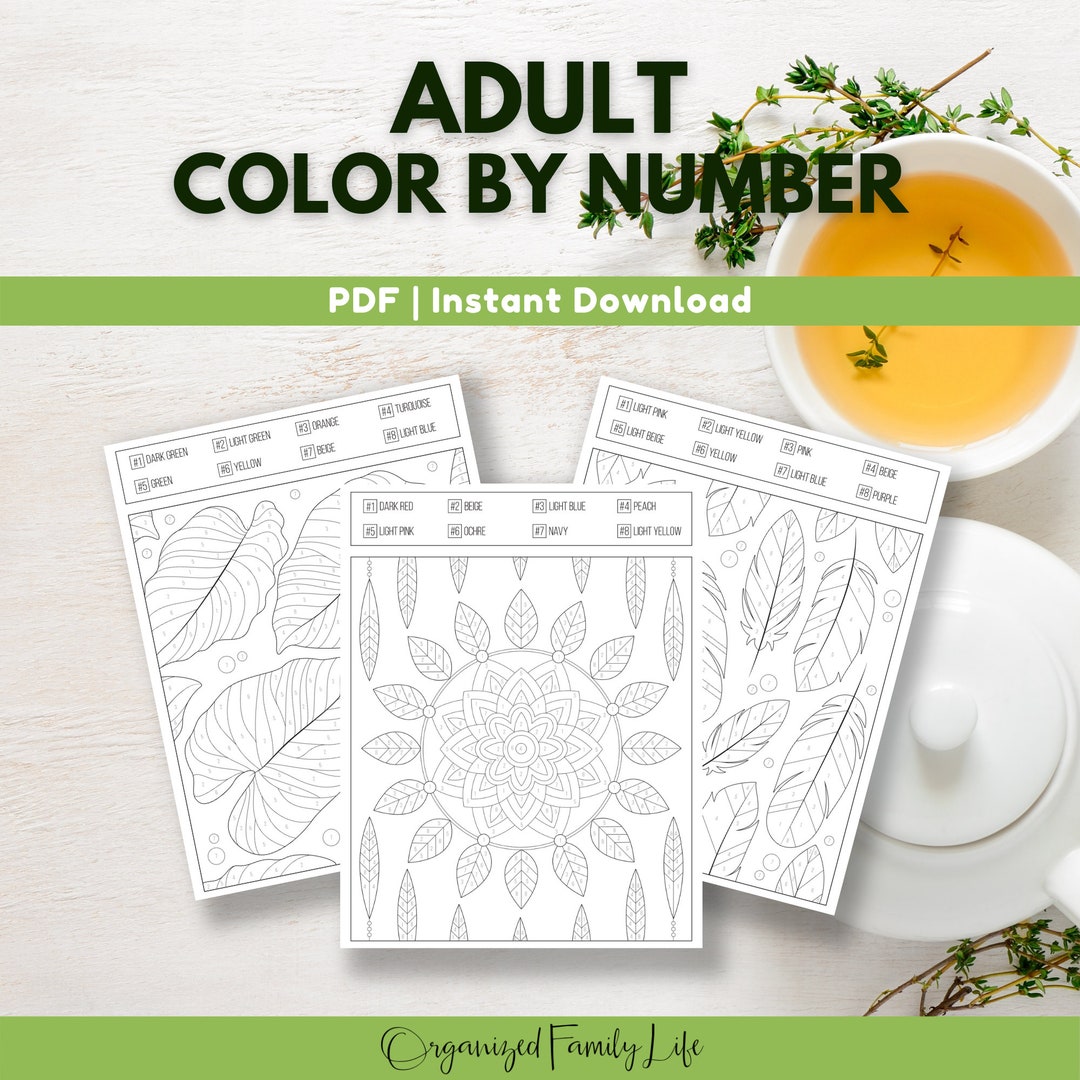 Adult Color by Number Printable Instant Download | Mandala Color by ...
