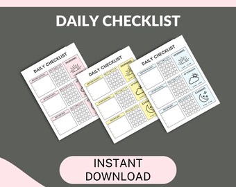 Daily Checklist Printable | Kids Daily School Checklist | Daily Routine Checklist | Responsibility Chart | Instant Download - PDF