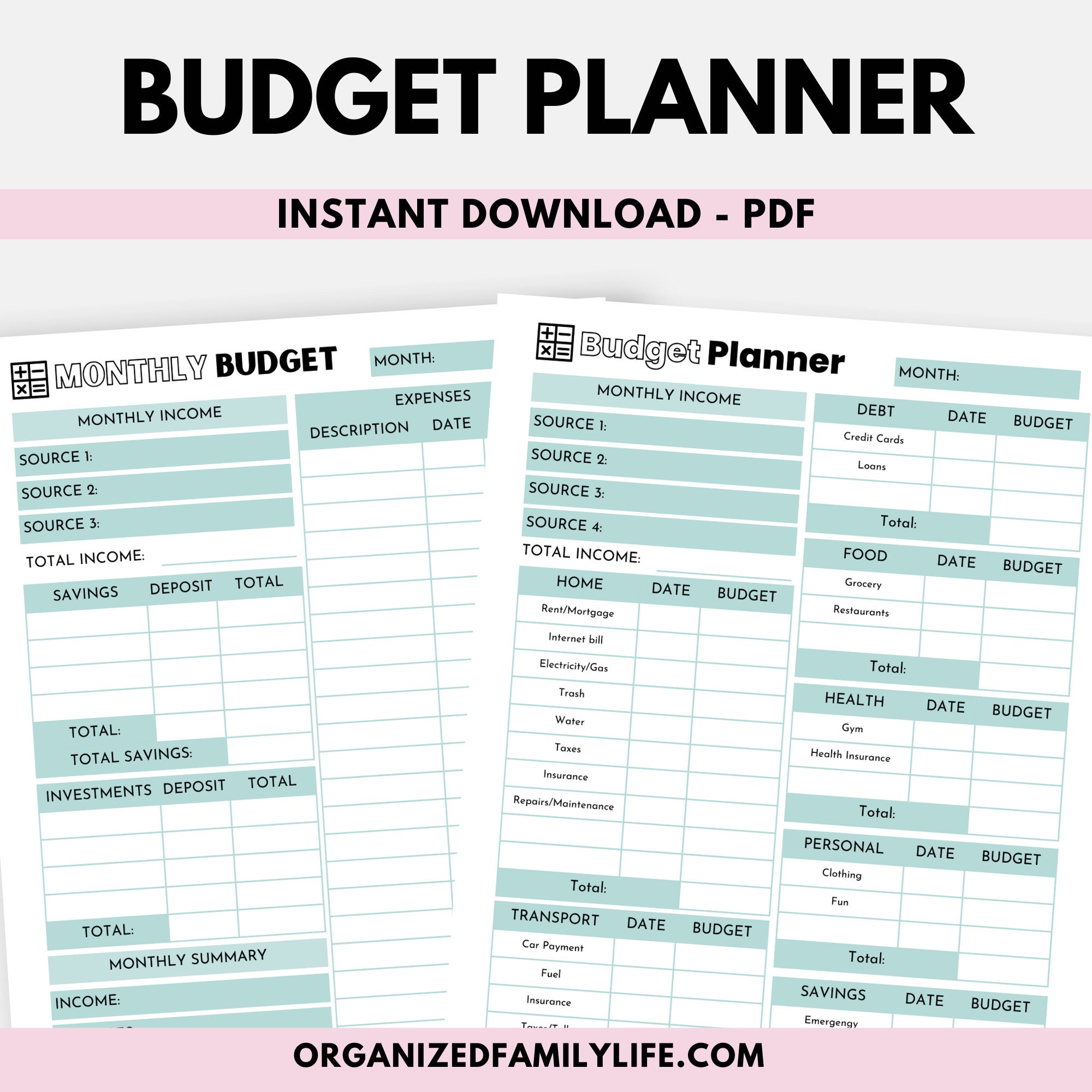 Monthly Budget Printable | Budget Planner, Bill Tracker, Monthly Bills, Account Tracker ...