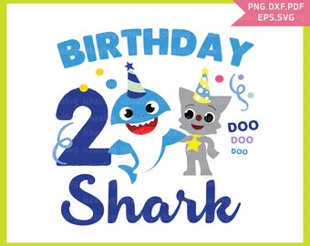 Baby Shark 2nd Year Old Birthday Svg 2 Year Old Girl Boy