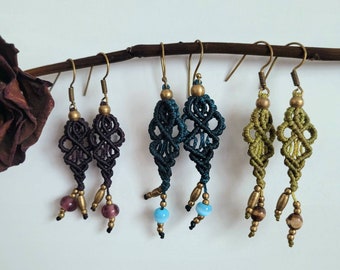 Boucles d'oreilles en macramé