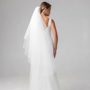 Long Classic Veil, Minimalism Style Veil, Two Tiers Veil, Bridal Veil, Soft Tulle Bride Sheer Veil, Bride to Be Veil, Simple Cathedral Veil