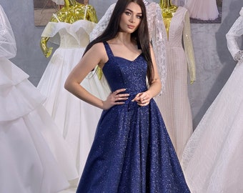 Royal Blue Prom Dress, Evening Shining Dress, Romantic Party Off Shoulder Dress, Evening Gowns, A-Silhouette Evening Gown, Floor Maxi Dress
