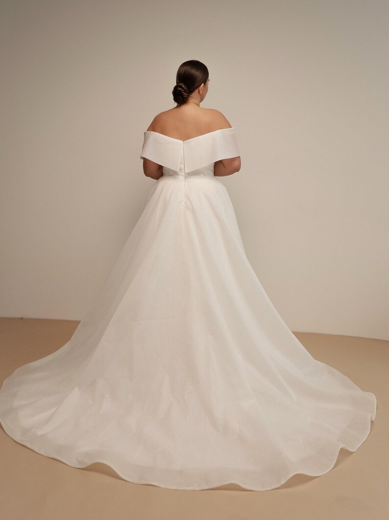 Plus Size Wedding Dress, Simple A-Line Wedding Dress, Open Shoulder Bridal Dress, Custom Size Wedding Dress, Princess Style Wedding Dress image 3