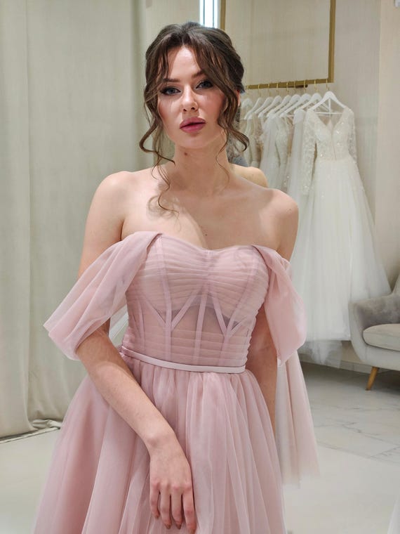 midi tulle prom dress Aline Tulle Midi Prom Dress with 3D Butterflies, Lilac / 14