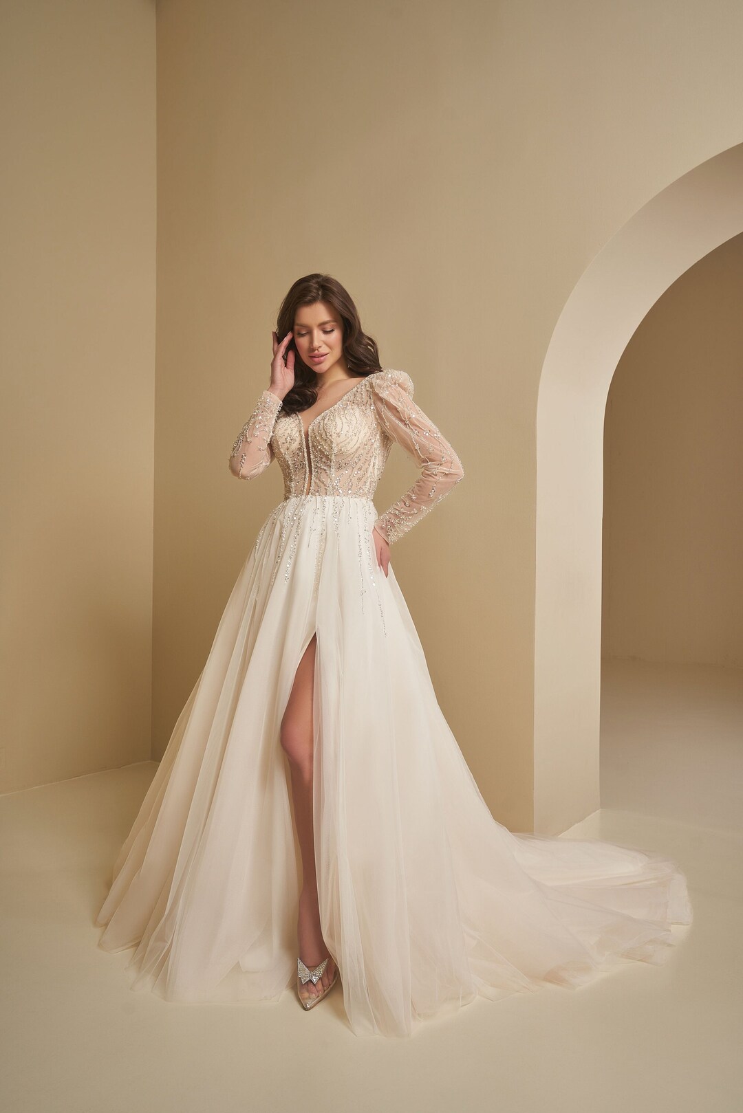 Handmade Embroidery Beads and Stones Wedding Dress Sparkle Wedding