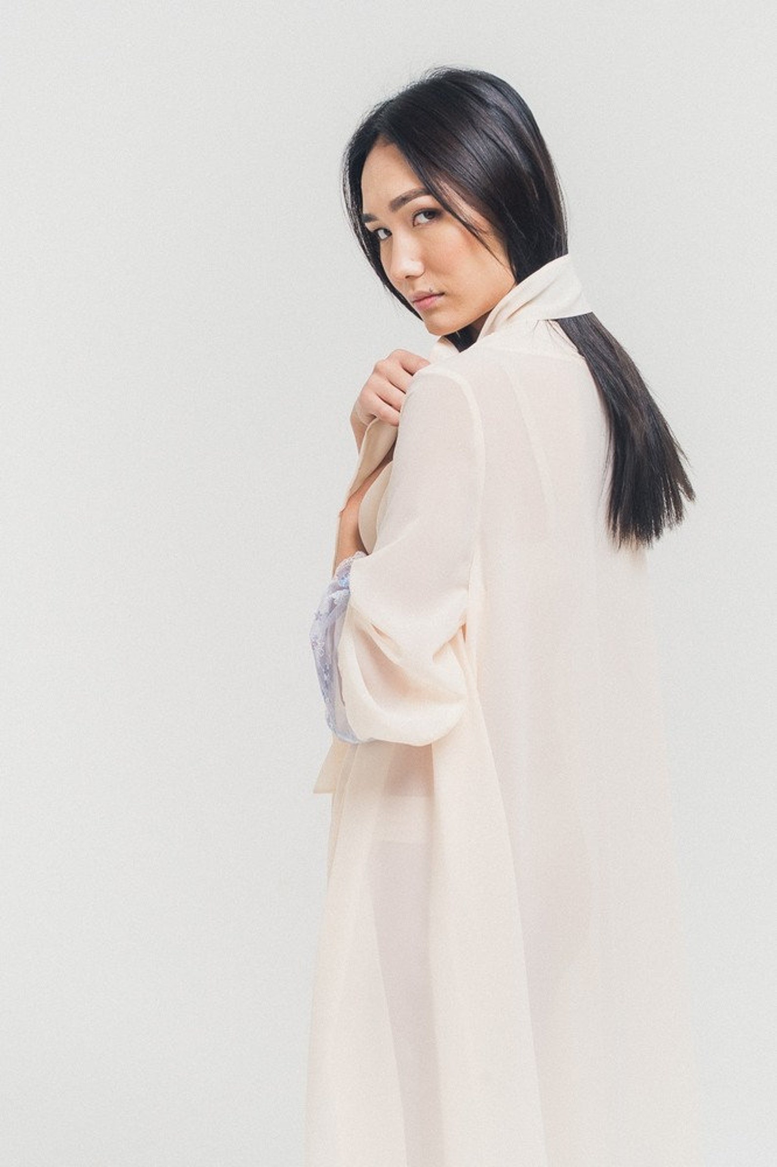 Cream Robe With Lace Trim Sheer Mesh Robe Sexy Robe Etsy