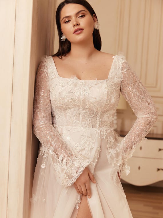 fitted lace wedding dress Plus Size Black Wedding Dress main image 0