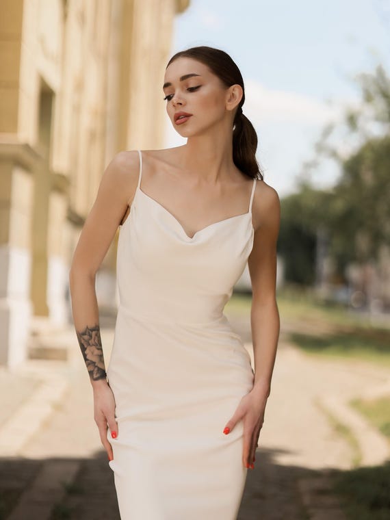 formal dresses bodycon Convertible Short Above Knee Wedding Dress with Detachable Train White / 12 main image 1