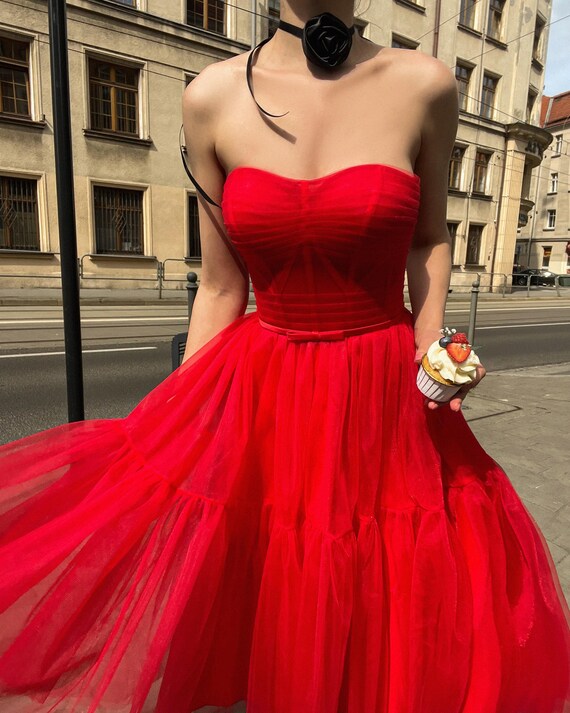 white christmas dresses Malati Corset Cutout Mesh Maxi Dress In Red – Mew Mews main image 0