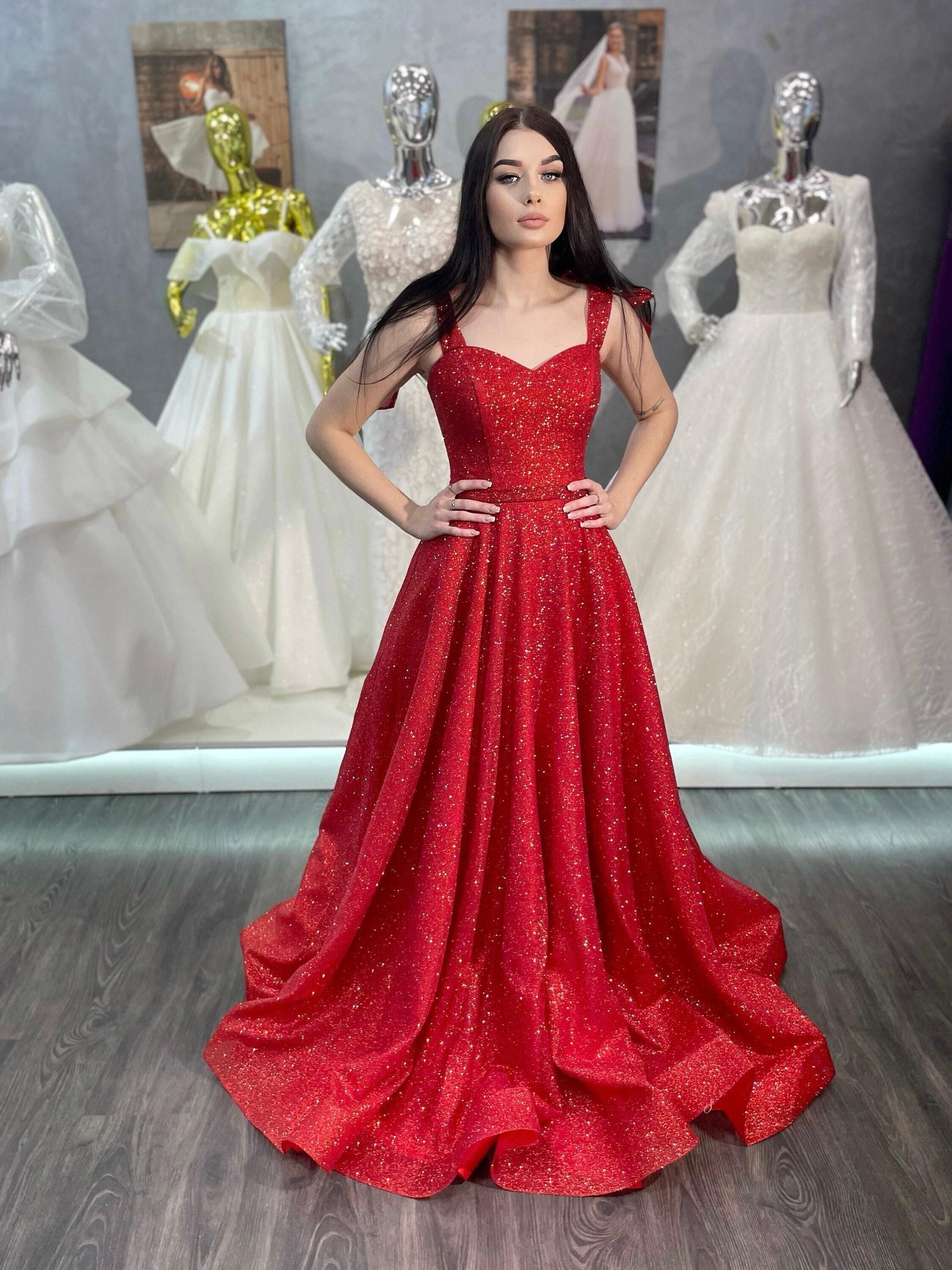 red glitter evening dress Sequin Long Formal Glitter Evening Prom Dress by LaDivine CD260 main image 1