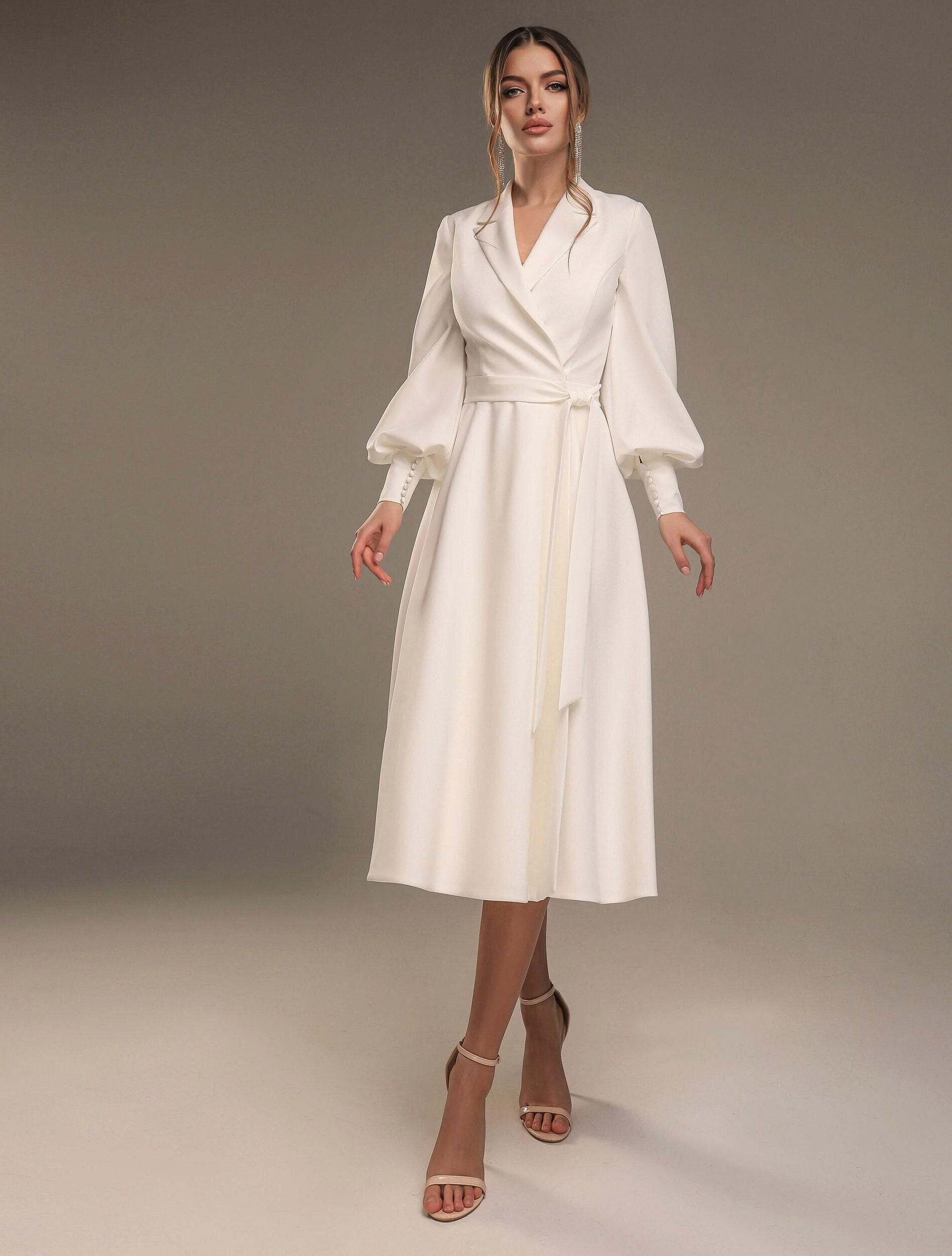 knee length dresses for ladies Yvette Lace A-Line Midi Dress - White