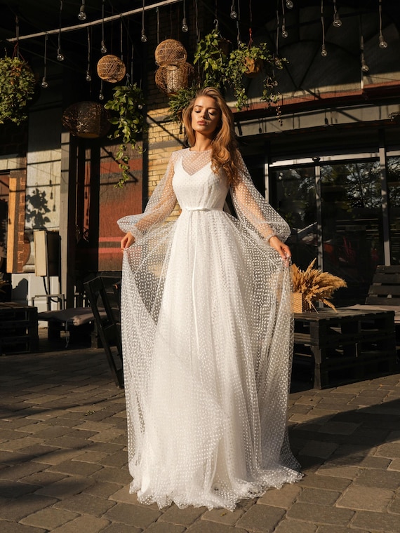 chinese dress ladies Romantic Lace Top Chiffon Backless Boho Wedding Dress A Line Bridal Dress  MHL1823 main image 0