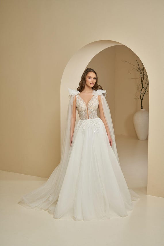 green emerald velvet dress Sparkle Beading V-Neck Rustic Wedding Dress Bridal Gown WD315 US14 / Custom Color main image 1