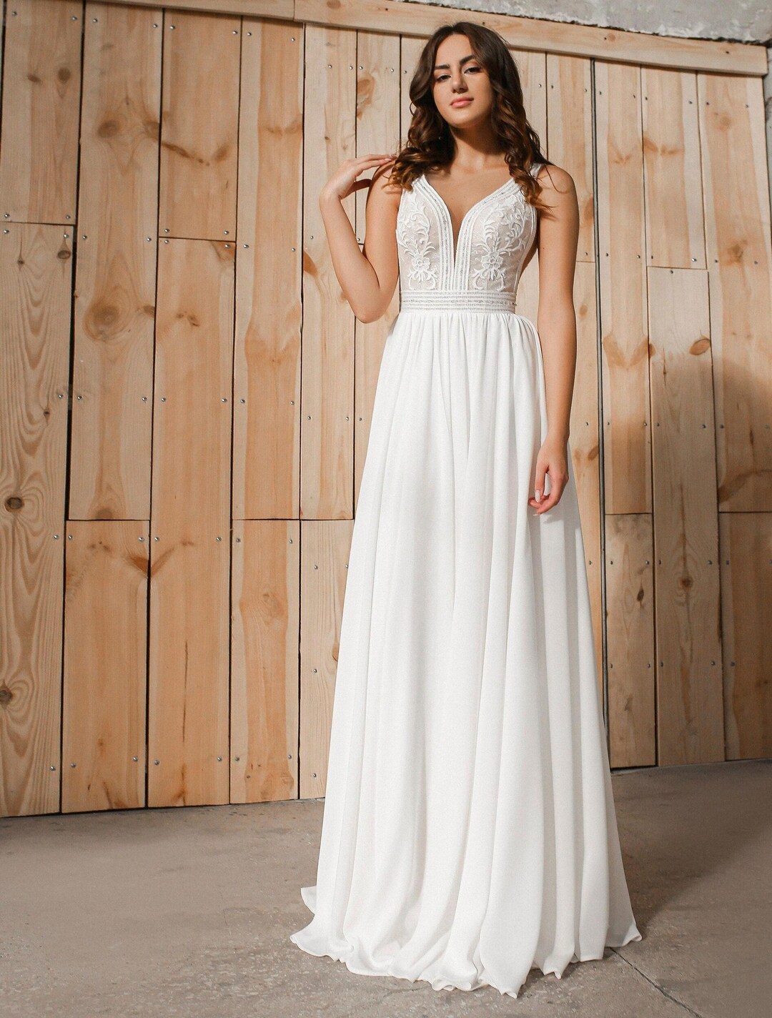 lace wedding dress with button back Short Sleeve Button Back A-line Lace Court Wedding Dress, Beaded